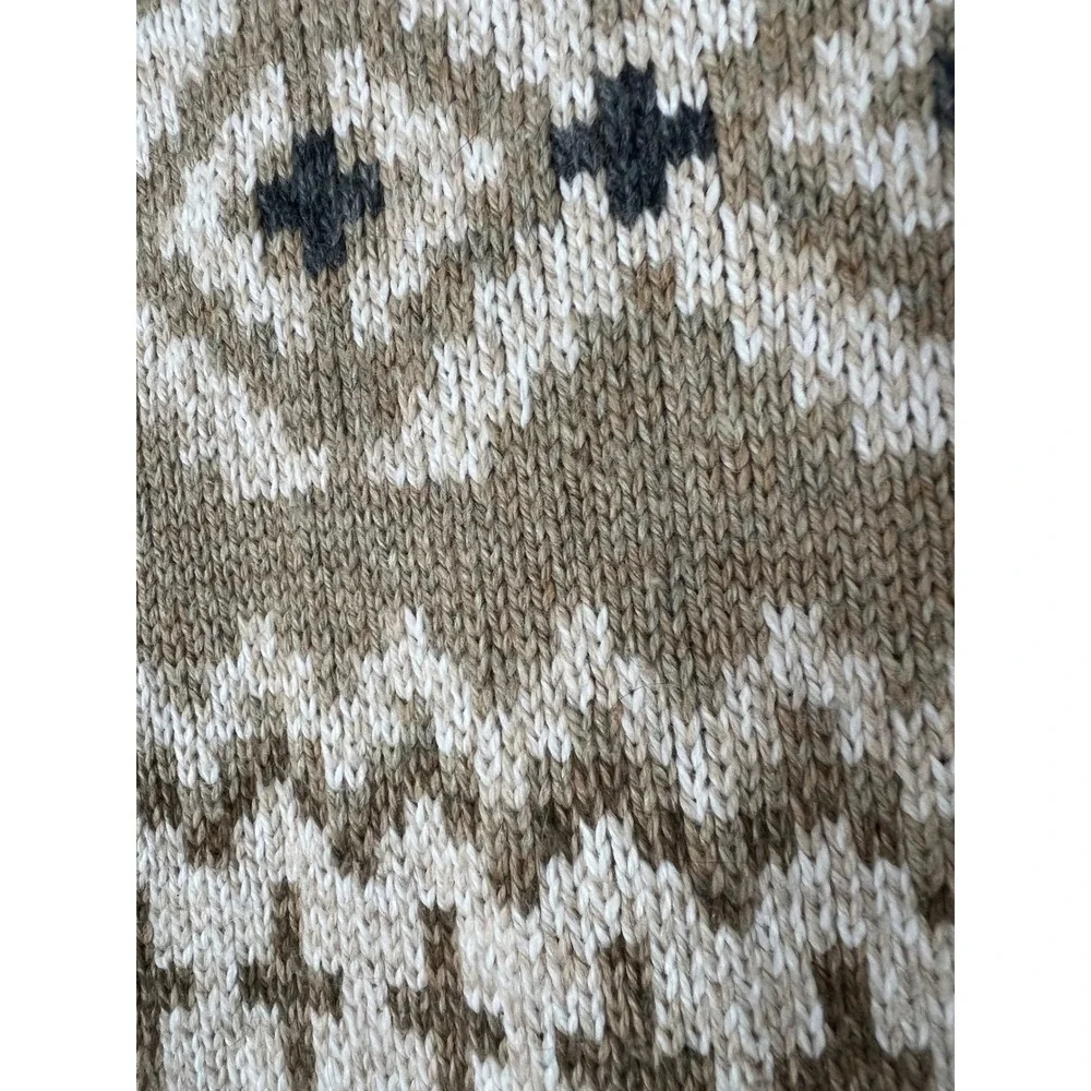 American Eagle Men XXL Fair Isle Crewneck Sweater Beige Tan Knit Pullover